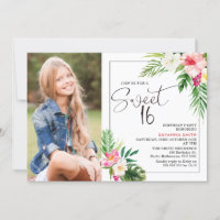 Foto tropical moderna con flores dulce 16 cumpleañ