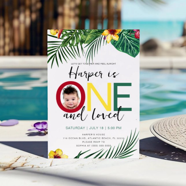 Invitación Foto Tropical Wild One Aloha Luau Primer cumpleaño (Subido por el creador)