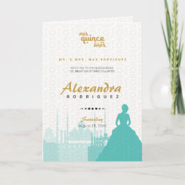 Invitación Foto Turquoise & Gold Arabian Quinceañera