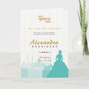 Invitación Foto Turquoise & Gold Arabian Quinceañera