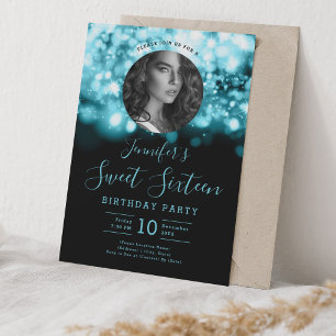 Invitación FOTO Turquoise Hollywood Ilumina dulce 16 Fiesta