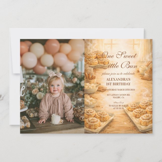 Invitación Foto Un Dulce Panecito Primer Cumpleaños (Anverso)