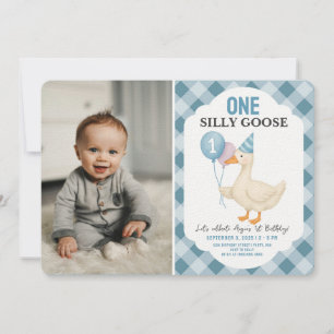 Invitación Foto Un primer cumpleaños de Silly Goose