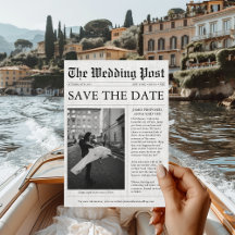 Foto única de diversión de periódico Guardar Boda