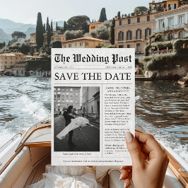 Invitación Foto única de diversión de periódico Guardar Boda 