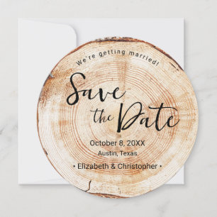 Invitación Foto única de Personalizado de boda rústico de leñ