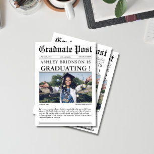 Invitación Foto única del periódico de graduación de secundar