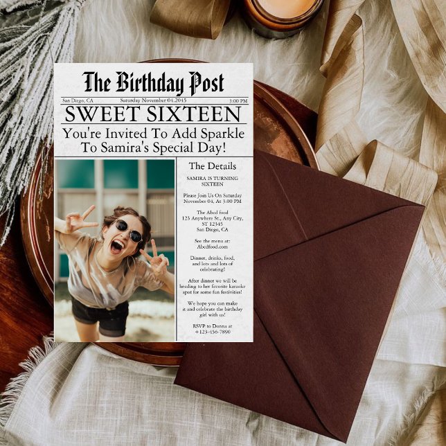Invitación Foto Única Divertida Cumpleaños Dulces Dieciséis P (Subido por el creador)