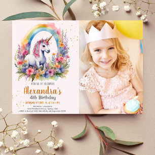 Invitación Foto Unicorn Birthday