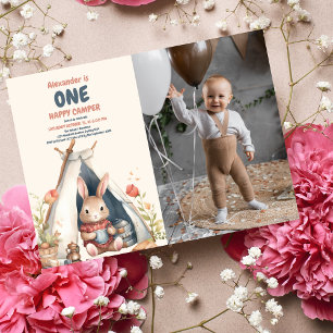 Invitación Foto Uno Feliz Camionero Wood Boys 1er cumpleaños