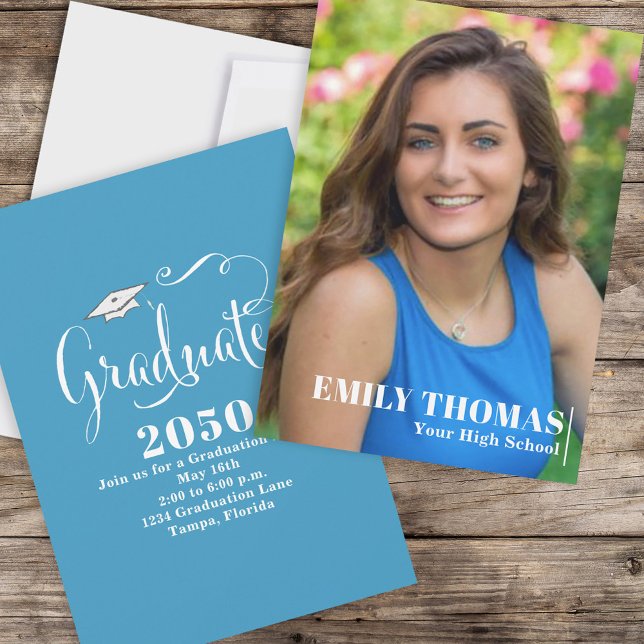 Invitación Foto Verde azulada con guión de caligrafía elegant (Subido por el creador)