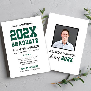 Invitación Foto verde de graduado universitario de 2026