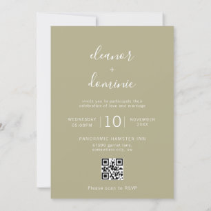 Invitación Foto verde de sabio minimalista RSVP Boda de códig