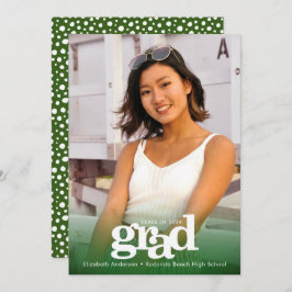 Invitación Foto verde negrita fiesta de grado moderno simple