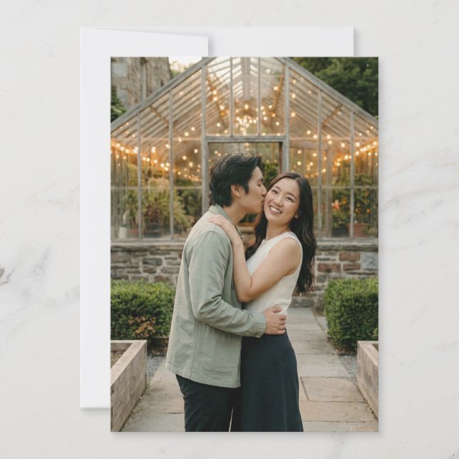 Invitación Foto Verde Romántica (Anverso)