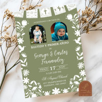 Foto Verde Sage Cielito Lindo Niños Gemelos Bautiz