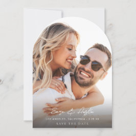 Invitación Foto vertical caligrafía de MOD Guardar el arco de