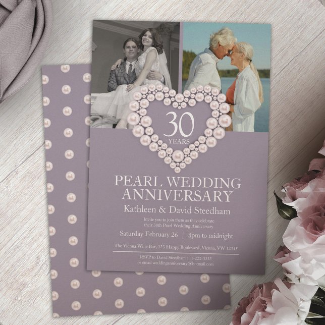 Invitación Foto vertical del 30 aniversario de Pearl Boda (Subido por el creador)