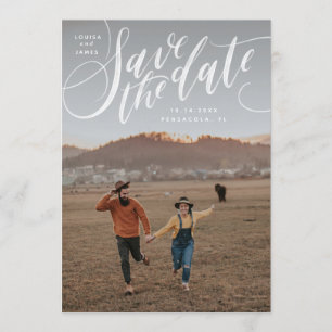 Invitación Foto vertical manuscrita Guardar fecha