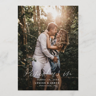 Invitación Foto vertical manuscrita Guardar la fecha