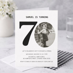 Invitación Foto Vintage de Cumpleaños número 70 a Cuadros