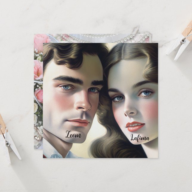 Invitación Foto Vintage Lindo  Papel Crema Save the Date (Anverso/Reverso In Situ)