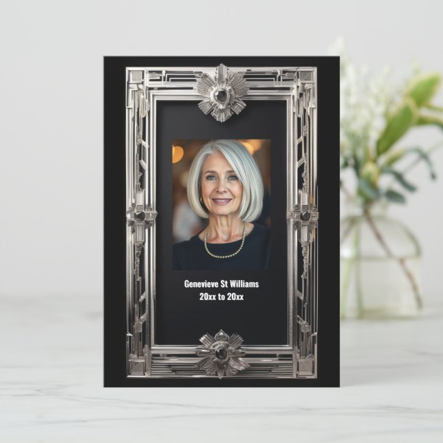 Invitación Foto vintage retiro adiós negro (Anverso de pie)