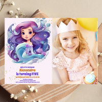 Foto Watercolor Mermaid Birday Party