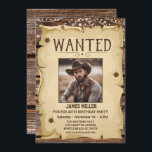 Invitación Foto Western Funny Wanted Poster 40TH Birthday<br><div class="desc">¡Reúne a su equipo para una celebración divertida e inolvidable con esta Invitación de cumpleaños de los hombres del Poster Occidente Funny Wanted! Diseñada como un antiguo poster buscado, esta divertidísima invitación incluye una foto personalizado de un hombre de cumpleaños frente y centro. Con fuentes occidentales clásicas, texturas rústicas, y...</div>
