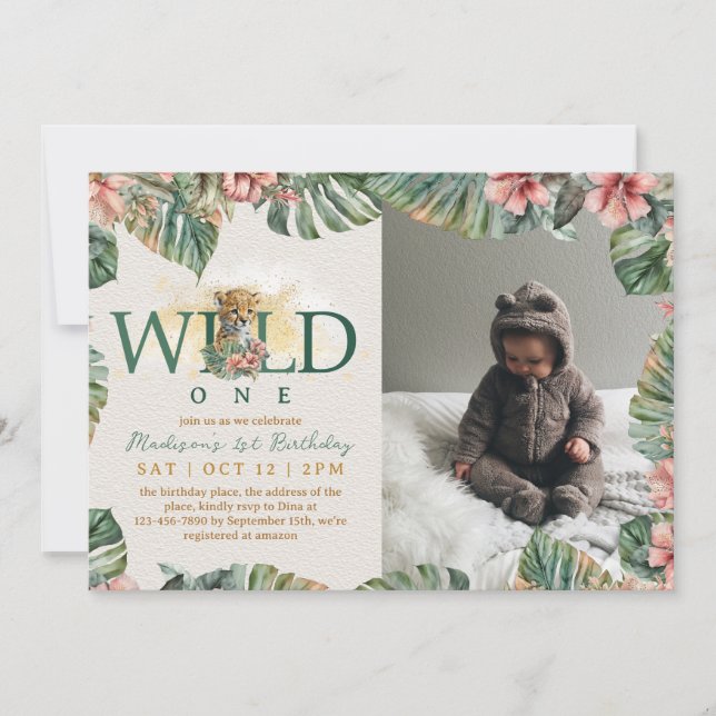 Invitación Foto Wild One Baby First Birthday (Anverso)