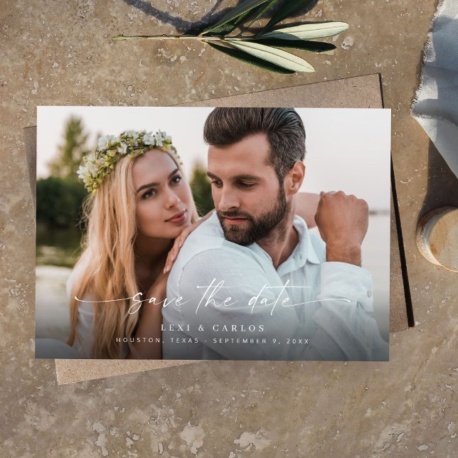 Invitación Foto y caligrafía 3 Mod Horiz V2 Guardar fecha (Subido por el creador)