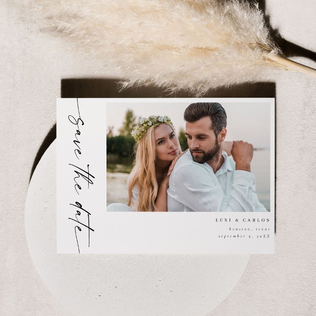 Invitación Foto y caligrafía 4 Mod Horiz Salva la cita (Subido por el creador)