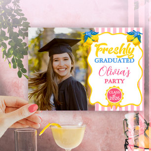 Invitación Foto y código QR de limonada rosa para recién grad