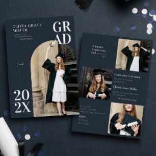 Invitación Foto y Collage de Graduación de la Armada Moderna