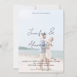 Invitación Foto y nombre grande Boda vertical de fotografía V