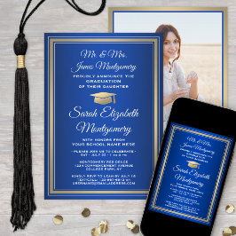 Invitación Foto y Padres Nombres del Partido Real de Graduaci