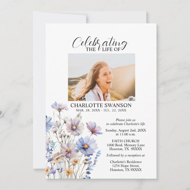 Invitación Foto y poema de la celebración de las flores conme (Anverso)