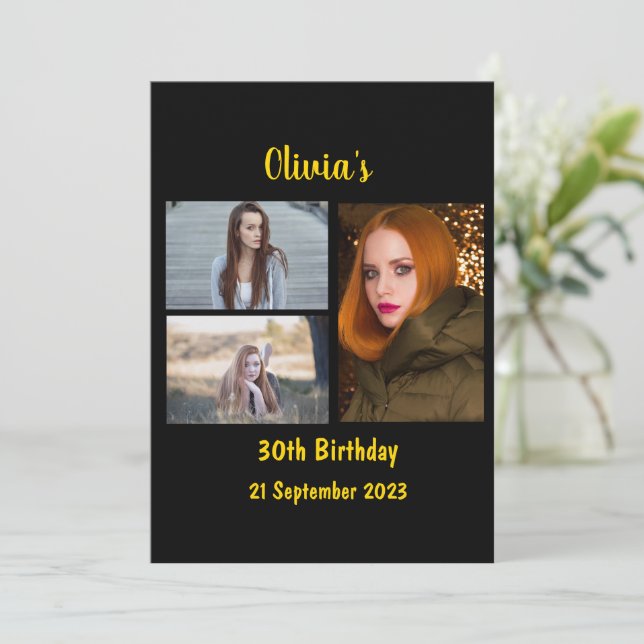 Invitación Fotocollage de 30 años personalizado 3 (Anverso de pie)