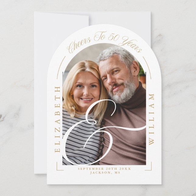 Invitación Fotografía Arch Caligrafía 50° aniversario Boda (Anverso)