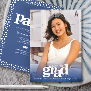 Invitación Fotografía azul marino moderno negrita fiesta eleg