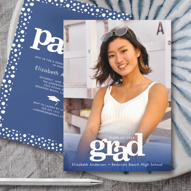 Invitación Fotografía azul marino moderno negrita fiesta eleg (Subido por el creador)