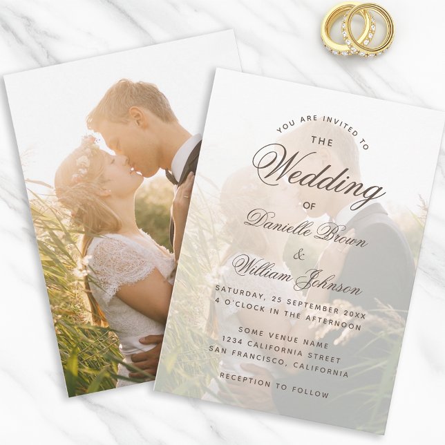 Invitación Fotografía Boda transparente caligrafía elegante (Subido por el creador)