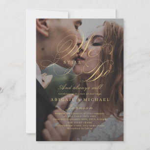 Invitación Fotografía clásica de caligrafía elegante de oro T