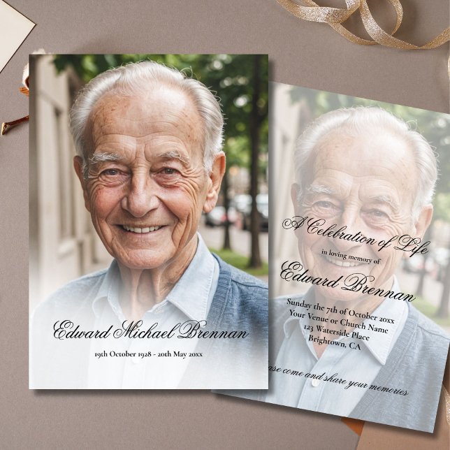 Invitación Fotografía conmemorativa del funeral elegante (Subido por el creador)