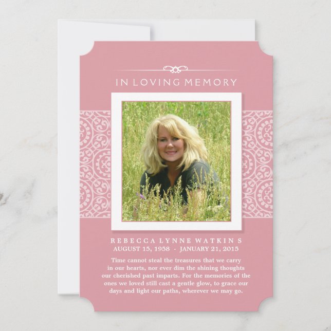 Invitación Fotografía conmemorativa Gracias Elegante Pink TAL (Anverso)