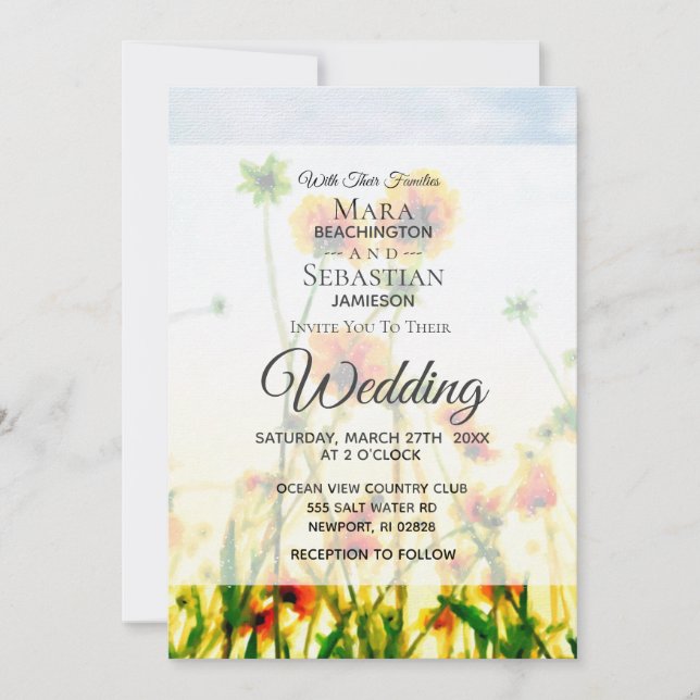 Invitación *~* Fotografía de amapola - RSVP - Boda de FLORAL  (Anverso)