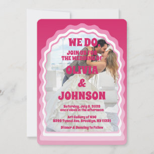 Invitación Fotografía de arco ondulado de magenta rosa modern