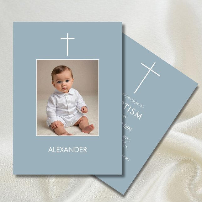 Invitación Fotografía de bautismo Niños Religiosos Blancos (Subido por el creador)