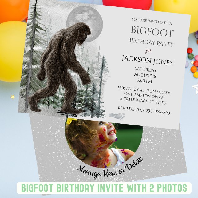 Invitación Fotografía de Big Foot/ Sasquatch Birday Party One (Subido por el creador)