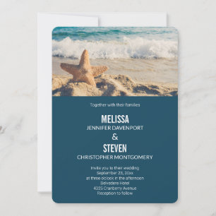 Invitación Fotografía de boda de una estrella de mar en una p